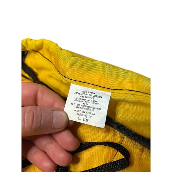 Vintage LL Bean Continental Backpack Rucksack Yellow Blue 90s Hiking - Picture 9 of 16